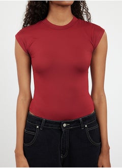 trendyol Burgundy Fitted Long Sleeve Stand Collar Flexible Snap Fastener Knitted Body TWOAW25BD00003  - Image 3