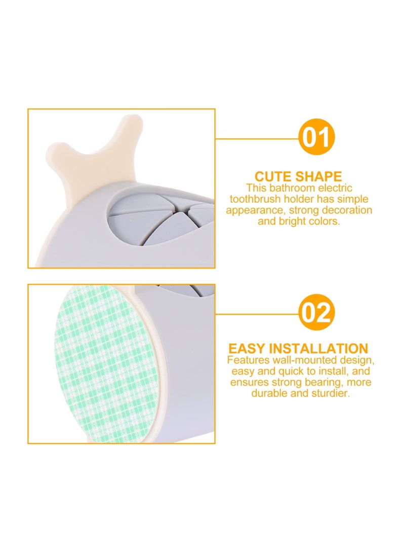 Excefore 2Pcs Wall Toothbrush Holder, Punch-free Mini Snail Toothbrush Stand Self-Adhesive Toothpaste Electric Toothbrush Organizer for Bathroom Dormitory(Green  Grey) - Image 4