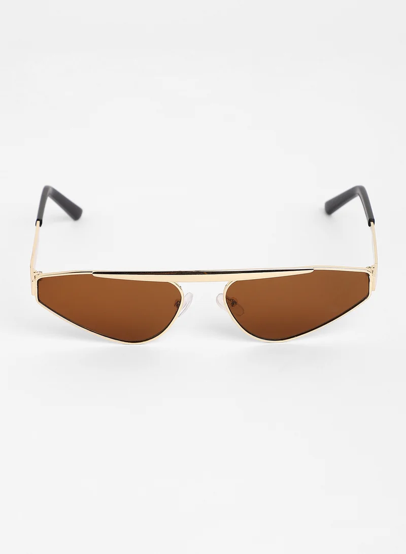 Haute Sauce Haute Sauce Women's The Swish Cateye Sunglasses For Casual Wear | One-Size | California Gold Alloy Frame | Chocolate Brown Polarized Lens | Full Rim | Eyewear For Woman & Girls