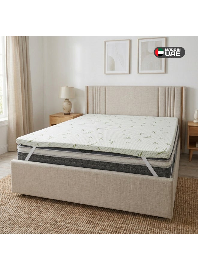 EASELIVING غطاء مرتبة إيز ليفينج العضوي الطبيعي من اللاتكس، مضاد للحساسية، 140 × 200 سم، مزود بأشرطة مطاطية | لاتكس عالي الكثافة 75D بسماكة 5 سم | راحة متوسطة النعومة | غطاء من قماش البامبو يسمح بمرور الهواء ويمنح شعورًا بالتهوية مع سحاب - Image 1