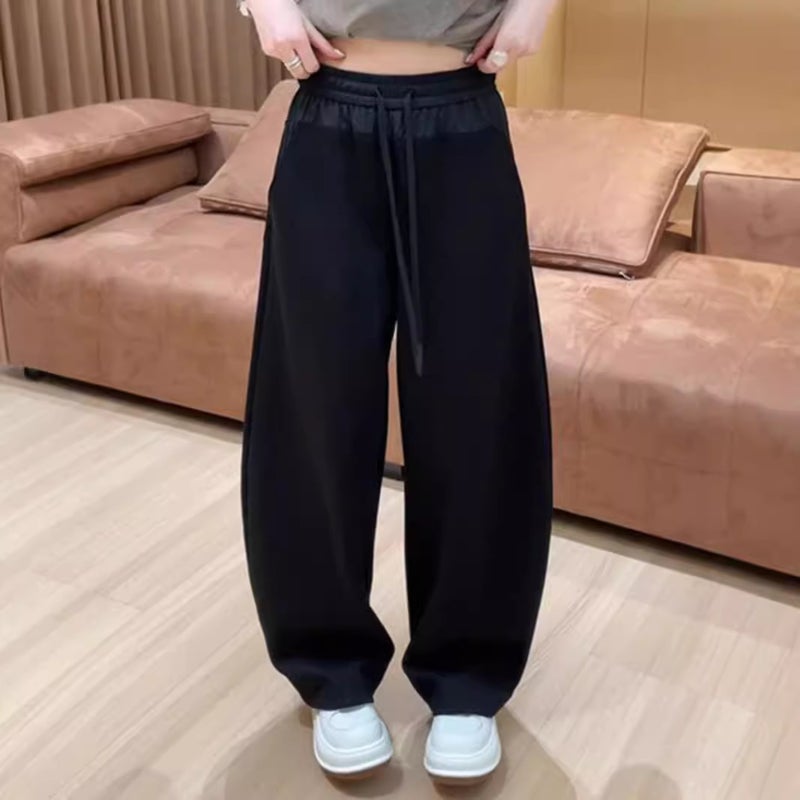 2025 Early Autumn New European Gray Contrast Color Stitching Fashion Easiest for Match Casual Pants Women's Niche Design Wide Leg Pants - Image 3