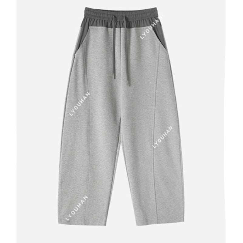 2025 Early Autumn New European Gray Contrast Color Stitching Fashion Easiest for Match Casual Pants Women's Niche Design Wide Leg Pants - Image 1
