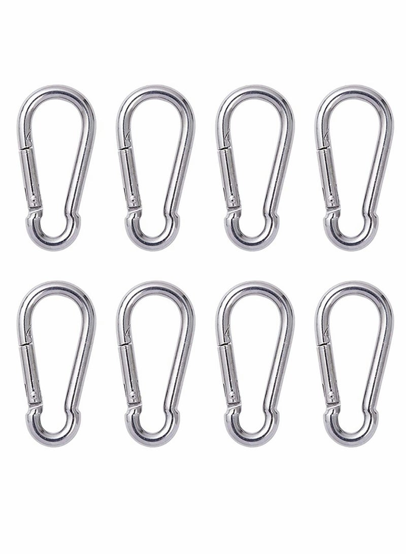 KASTWAVE Carabiner Clip Steel Snap Hook - Heavy Duty Quick Link Keychain, Metal Snap Hook for Dog Leash, Outdoor Camping, Swing, Hammock, Hiking, Rope Connected (M6, 60mm, can Hold 300lbs) 8 Pcs - Image 1