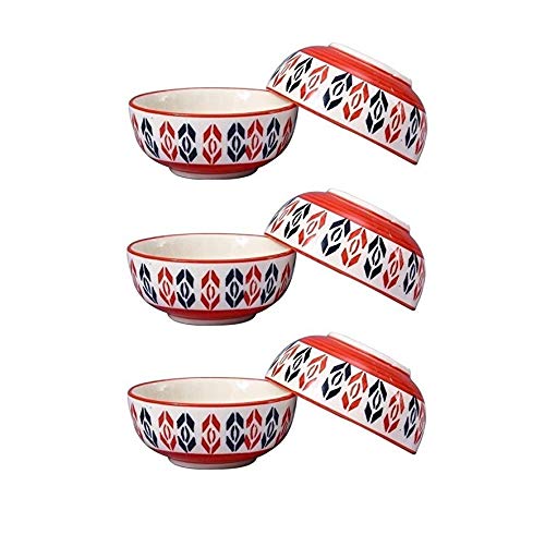 Caffeine Caffeine Ceramic Handmade Orange Arrow Patterned Katori Bowl Set of 6 - Image 1