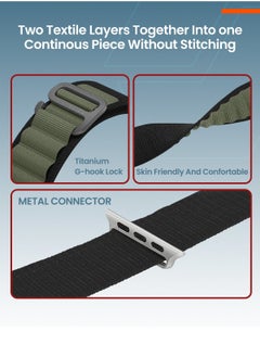 Moxedo Moxedo Alpine Loop Watch Band Adjustable Sports Nylon Woven with Titanium G-Hook Strap Compatible with Apple Watch Band Series 8,7,6,5,4,3,2,1,SE Ultra design for 44mm,45mm,49mm (Field Green)  - Image 4
