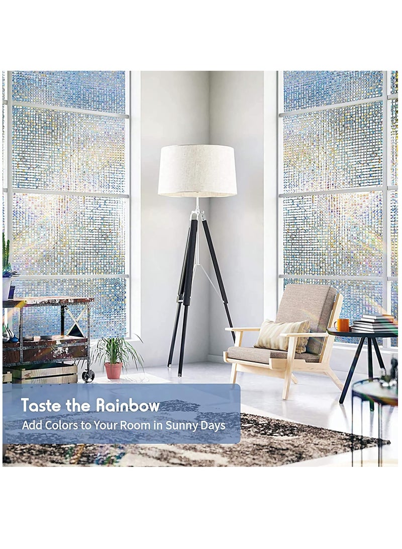 Window Privacy Film Stained Glass Window Film Mosaic Static Cling Decorative Window Vinyl, Removable Rainbow Window Tint, Non-Adhesive UV Blocking for Home Office, 17.5 x 78.7 - Image 4