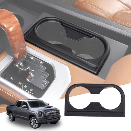 METYOUCAR ABS Plastic Front Seat Central Armrest Cup Holder Cup Trim Decor Sticker for Toyota Tundra 2014-2021 (Matte Black) - Image 1