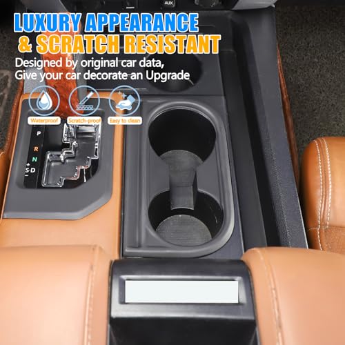 METYOUCAR ABS Plastic Front Seat Central Armrest Cup Holder Cup Trim Decor Sticker for Toyota Tundra 2014-2021 (Matte Black) - Image 3
