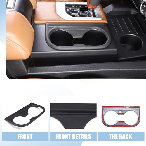 METYOUCAR ABS Plastic Front Seat Central Armrest Cup Holder Cup Trim Decor Sticker for Toyota Tundra 2014-2021 (Matte Black) - Image 5