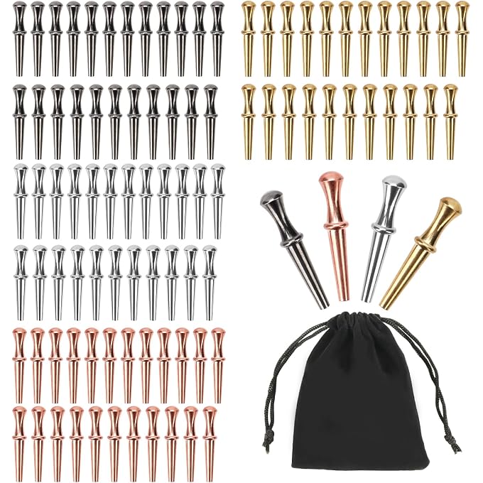 Gosknor 96pcs Cribbage Board Pegs, Peg Board Game Tapered Design Metal Cribbage Board Pins fits 1/8 Holes Cribbage Traditional Board Templates Cribbage Accessories for Family Friends (4 Colors) - Image 1