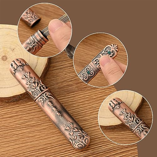 Flrhsjx Needle Storage Sewing Needles Holder Portable Sewing Storage Case Embroidery Needle Storage Case Box for Hand Sewing Needle Storage Vintage Needle Case DIY Sewing Tools (red Copper) - Image 3