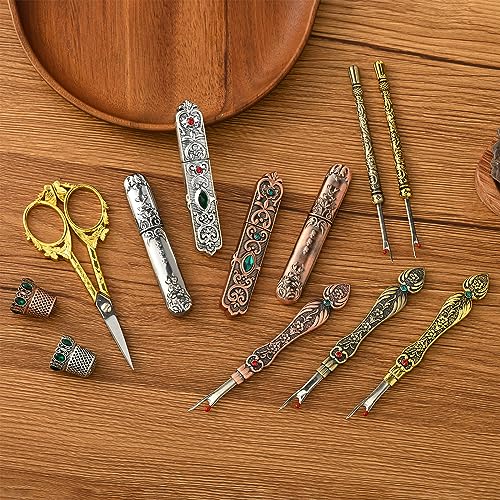 Flrhsjx Needle Storage Sewing Needles Holder Portable Sewing Storage Case Embroidery Needle Storage Case Box for Hand Sewing Needle Storage Vintage Needle Case DIY Sewing Tools (red Copper) - Image 5