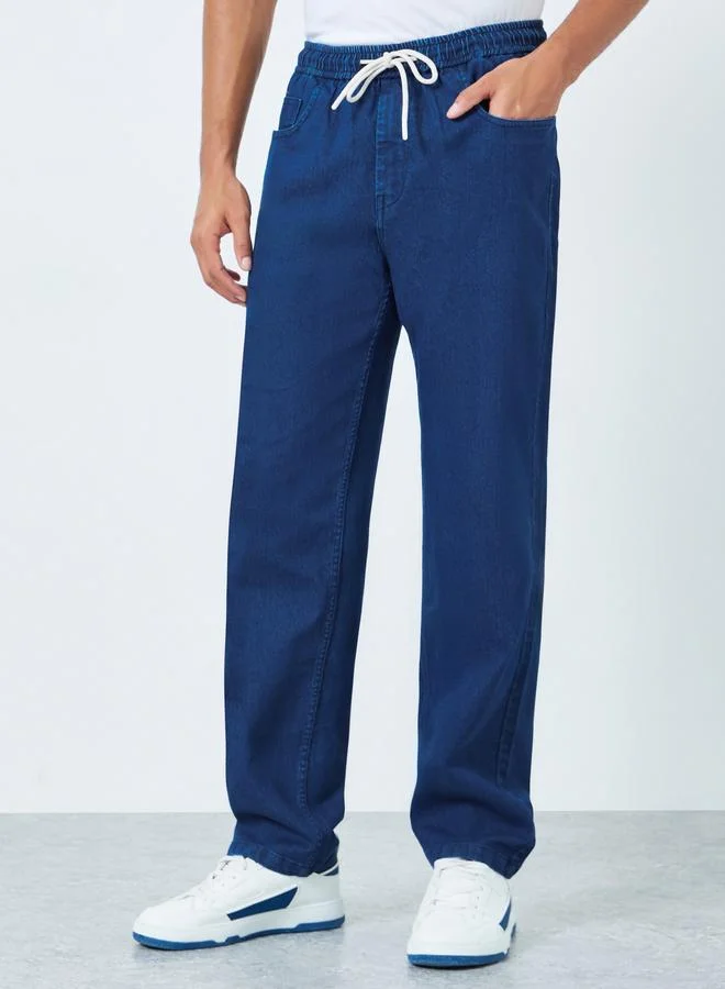 Styli Men Relaxed Fit Jeans with Drawstring