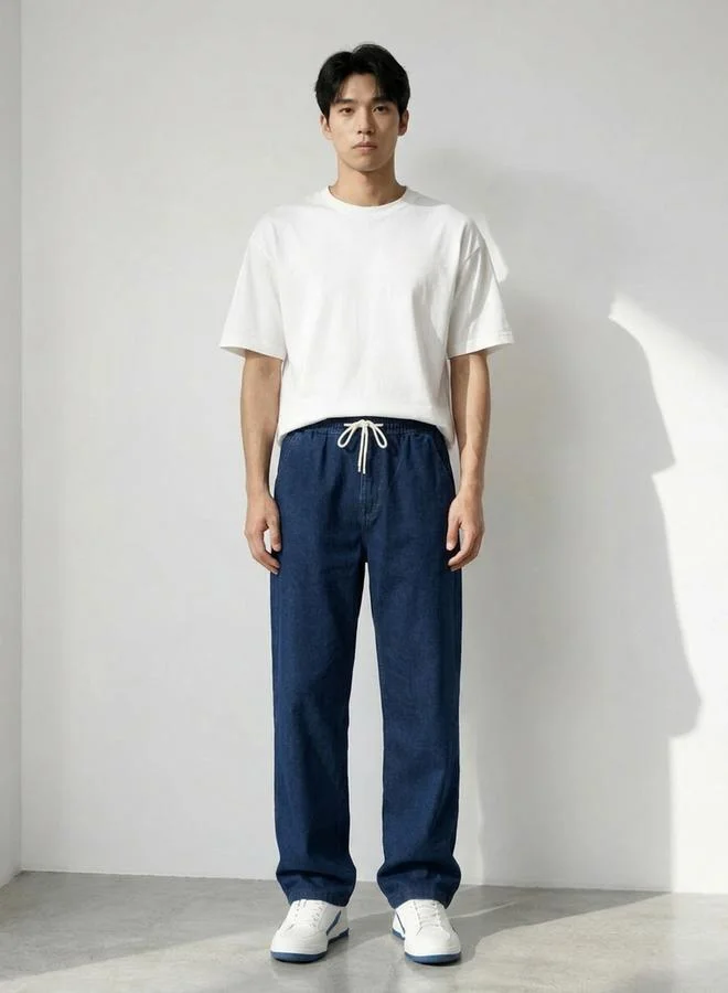 Styli Men Relaxed Fit Jeans with Drawstring