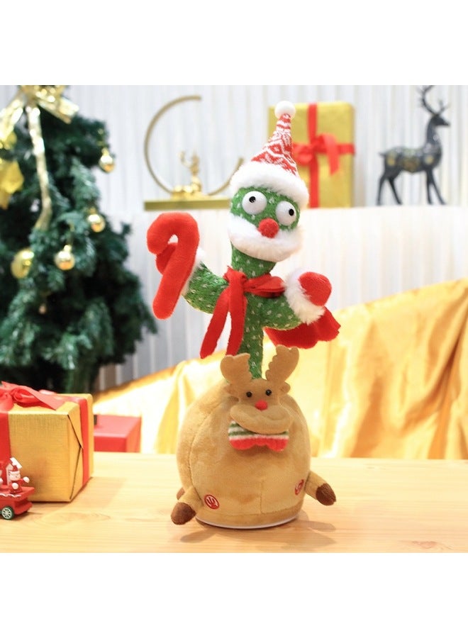 【Enter Explosions】 Can Sing And Dance Learn Tongue Sliding Cactus Doll Gift Ornaments Doll Toy-Color:Santa Claus Cactus-Specifications:Rotating Movement 【charging】】 - Image 5