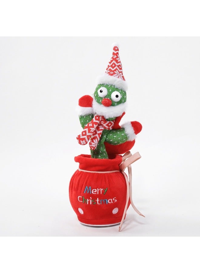 【Enter Explosions】 Can Sing And Dance Learn Tongue Sliding Cactus Doll Gift Ornaments Doll Toy-Color:Santa Claus Cactus-Specifications:Rotating Movement 【charging】】 - Image 1