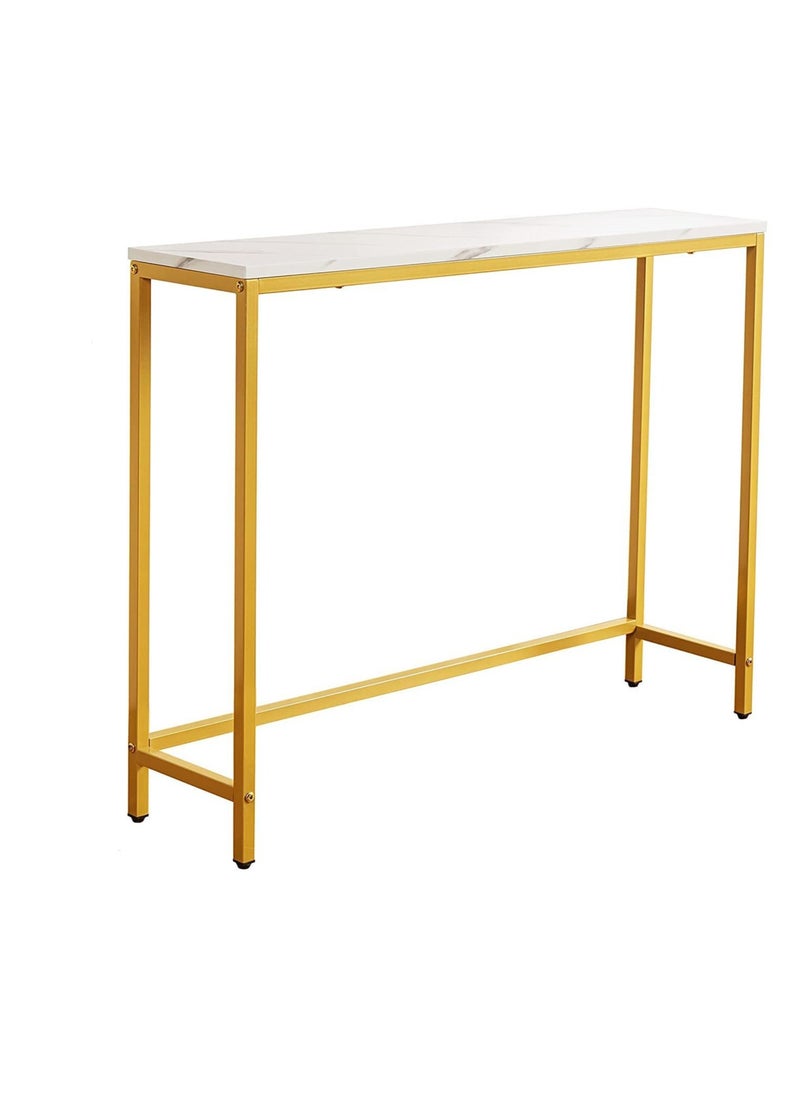 LEDIN - Console Table Tempered Glass Table Modern Sofa or Entryway Table Metal Frame Sturdy Adjustable Feet for a Living Room Hallway Golden - Image 1