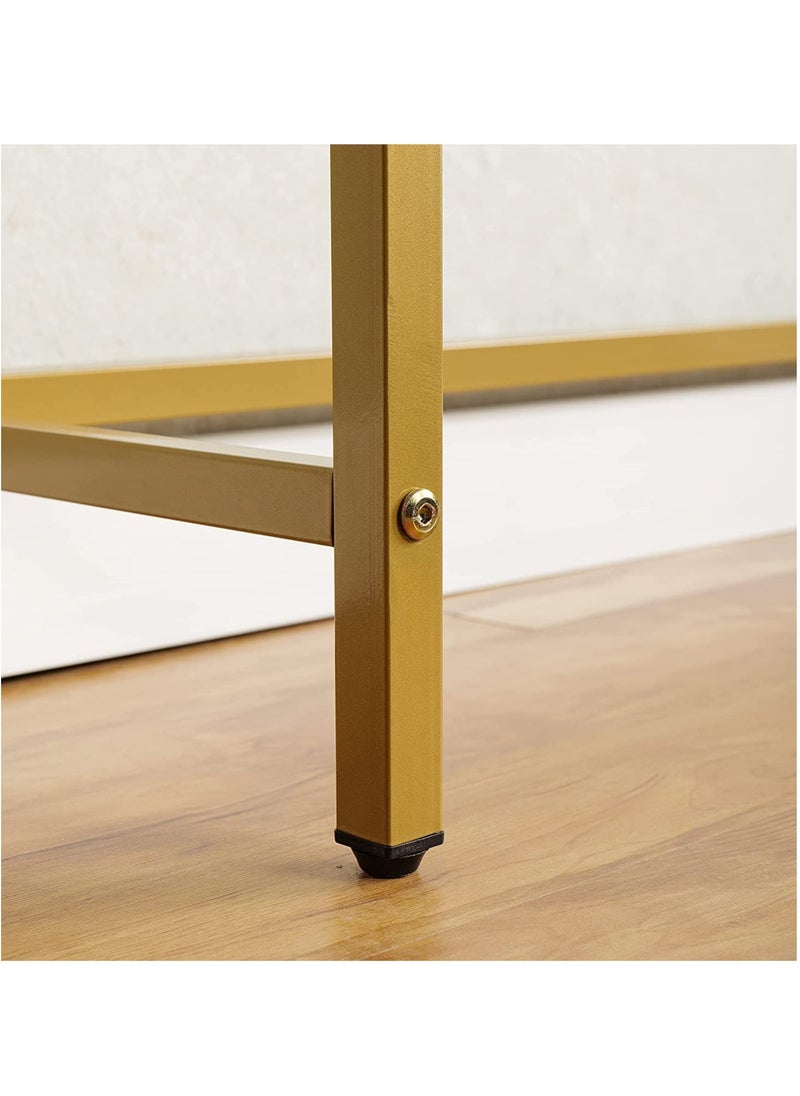 LEDIN - Console Table Tempered Glass Table Modern Sofa or Entryway Table Metal Frame Sturdy Adjustable Feet for a Living Room Hallway Golden - Image 1