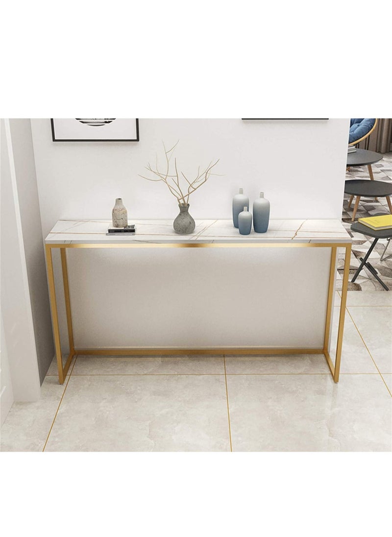 LEDIN - Console Table Tempered Glass Table Modern Sofa or Entryway Table Metal Frame Sturdy Adjustable Feet for a Living Room Hallway Golden - Image 1
