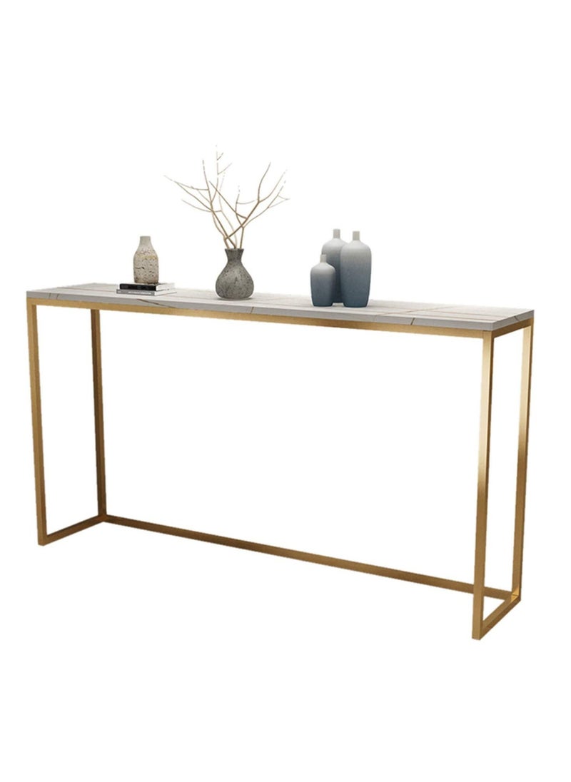 LEDIN - Console Table Tempered Glass Table Modern Sofa or Entryway Table Metal Frame Sturdy Adjustable Feet for a Living Room Hallway Golden - Image 1
