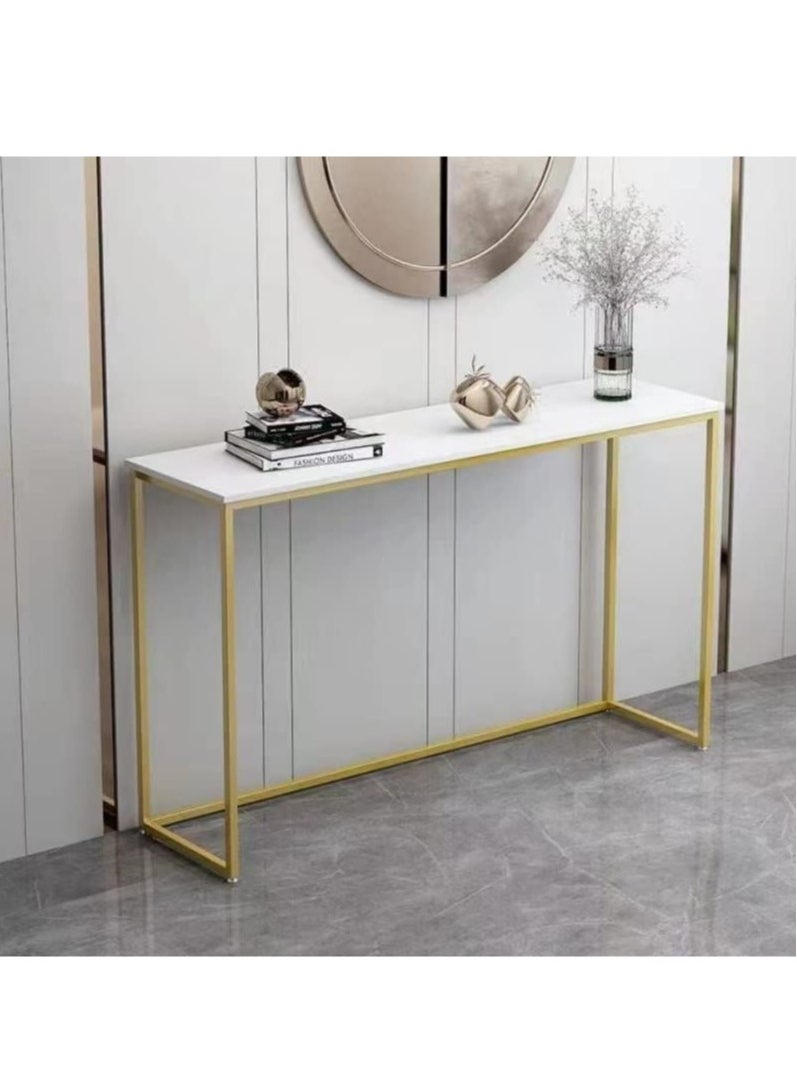 LEDIN - Console Table Tempered Glass Table Modern Sofa or Entryway Table Metal Frame Sturdy Adjustable Feet for a Living Room Hallway Golden - Image 1