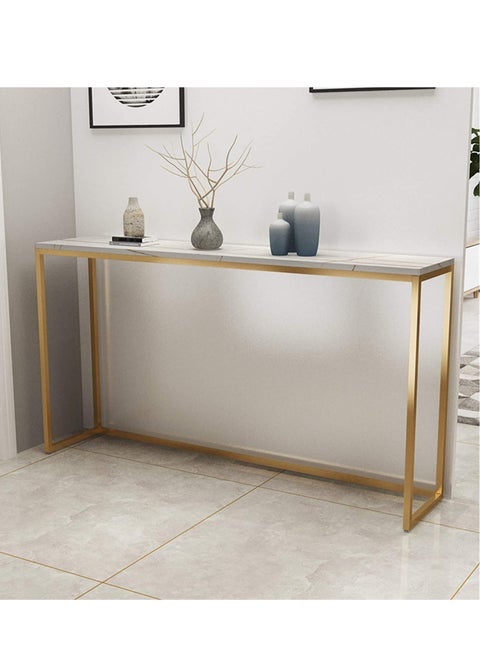 Console Table Tempered Glass Table Modern Sofa or Entryway Table Metal Frame Sturdy Adjustable Feet for a Living Room Hallway Golden