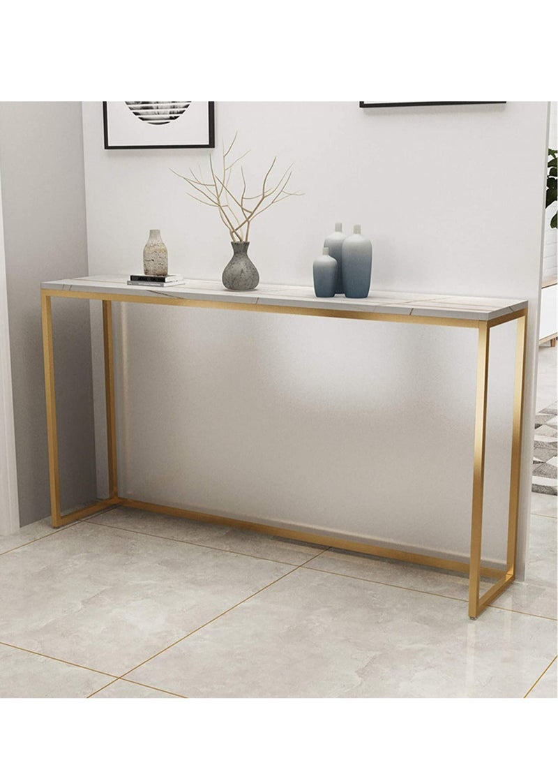LEDIN - Console Table Tempered Glass Table Modern Sofa or Entryway Table Metal Frame Sturdy Adjustable Feet for a Living Room Hallway Golden - Image 1