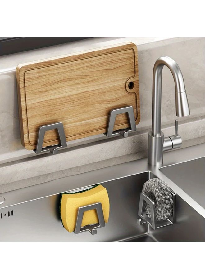 4 PCS Black Self Adhesive Metal Sink Storage Rack Hooks Space Saving - Image 5