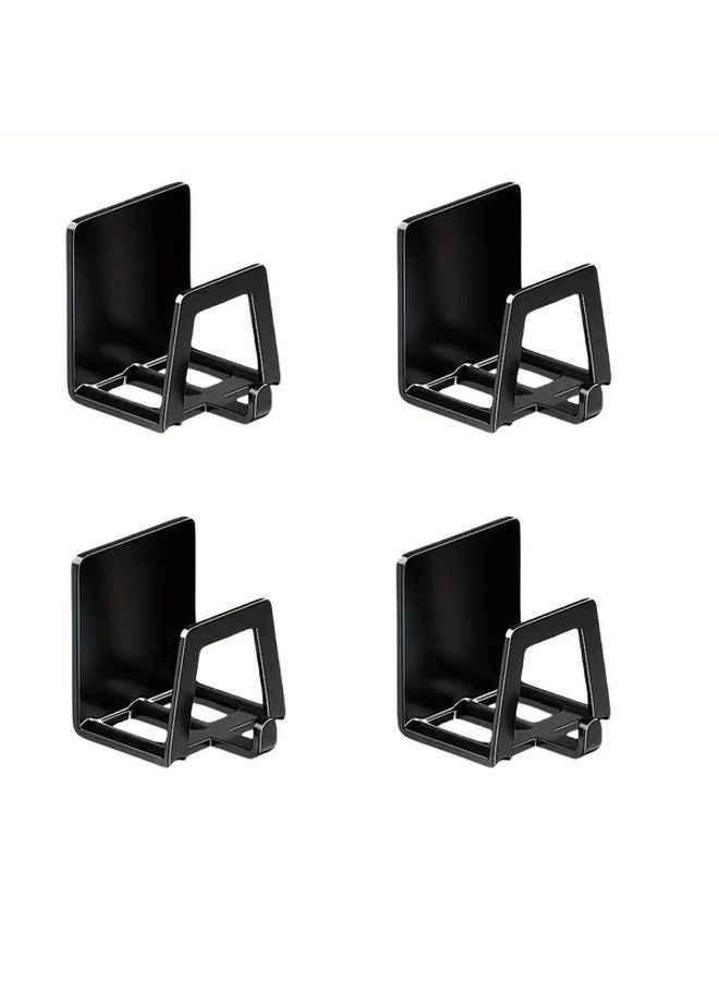 4 PCS Black Self Adhesive Metal Sink Storage Rack Hooks Space Saving - Image 1