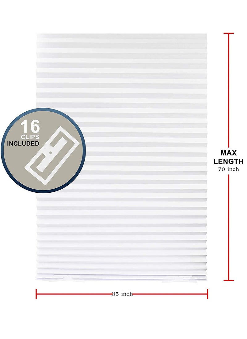 Generic - Cordless Pleated Window Shades Light Filtering Blinds Easy to Cut and Install for Home or Office White 35 x 70 inch - Image 1