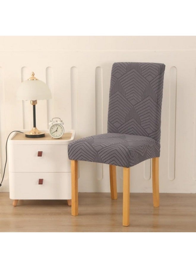 Styleys أغطية كراسي جاكار مرنة من ستايلز لغرفة الطعام قابلة للإزالة والغسل (عبوة من 4، رمادي داكن، JSMC1) - Image 2