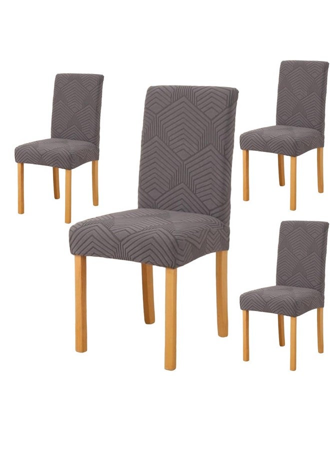Styleys أغطية كراسي جاكار مرنة من ستايلز لغرفة الطعام قابلة للإزالة والغسل (عبوة من 4، رمادي داكن، JSMC1) - Image 1