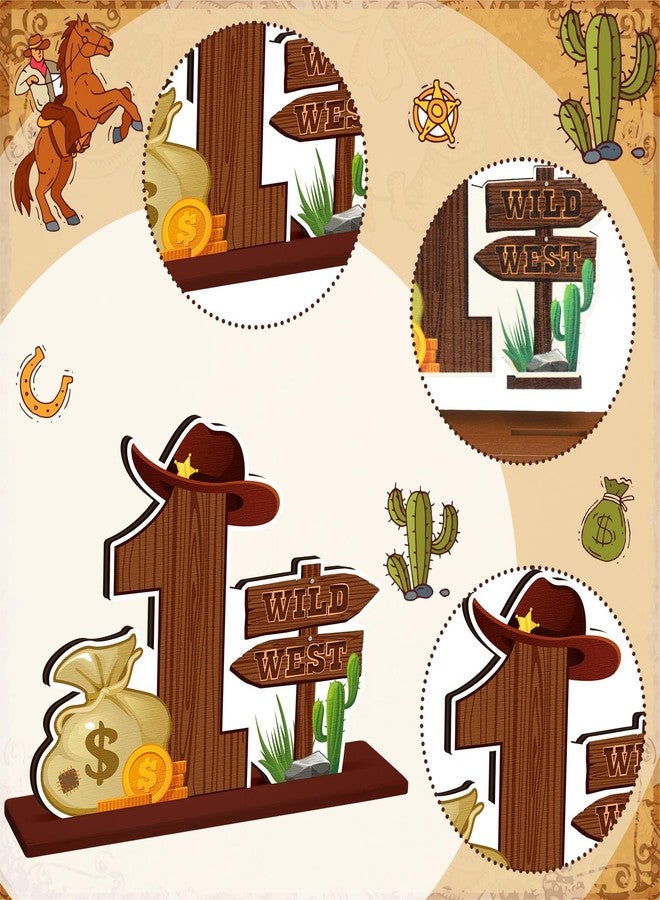 Quzzil 6 Pcs My First Rodeo Birthday Party Decorations Western Cowboy Wood Table Centerpieces Party Supplies for Wild West Baby Boys Western Cowboy One Year Old Birthday Baby Shower - Image 3