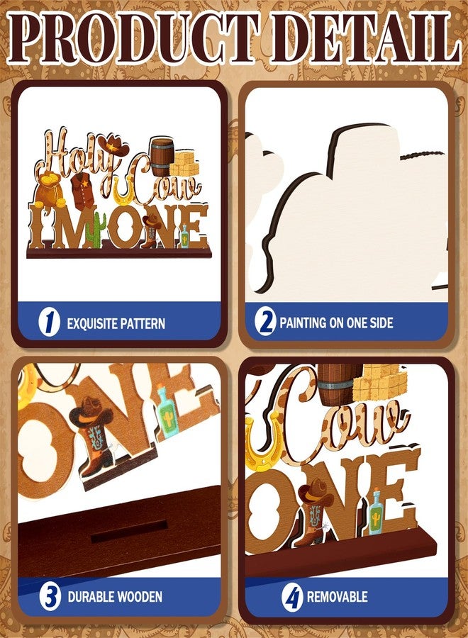 Quzzil 6 Pcs My First Rodeo Birthday Party Decorations Western Cowboy Wood Table Centerpieces Party Supplies for Wild West Baby Boys Western Cowboy One Year Old Birthday Baby Shower - Image 5