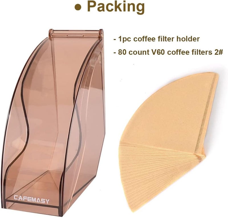 CAFEMASY Coffee Filter Holder Storage Container - Transparent Coffee Filter Holders for Counter Coffee Filters Holder with Flip-top Cover for Cone & V60 Coffee Filters - Image 2