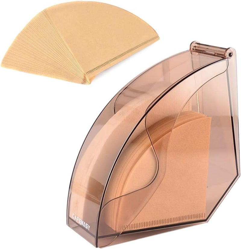 CAFEMASY Coffee Filter Holder Storage Container - Transparent Coffee Filter Holders for Counter Coffee Filters Holder with Flip-top Cover for Cone & V60 Coffee Filters - Image 1