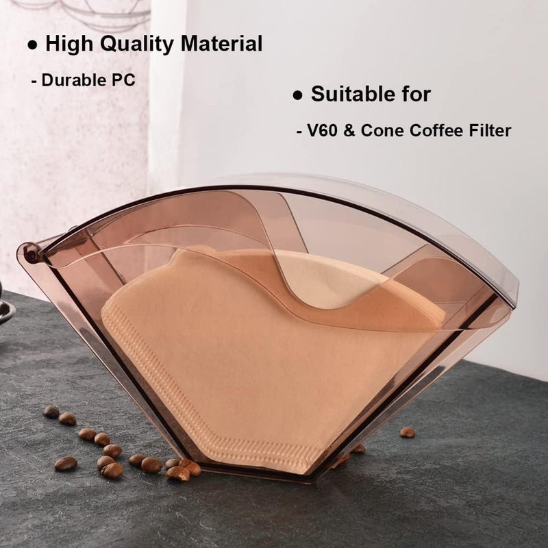 CAFEMASY Coffee Filter Holder Storage Container - Transparent Coffee Filter Holders for Counter Coffee Filters Holder with Flip-top Cover for Cone & V60 Coffee Filters - Image 4