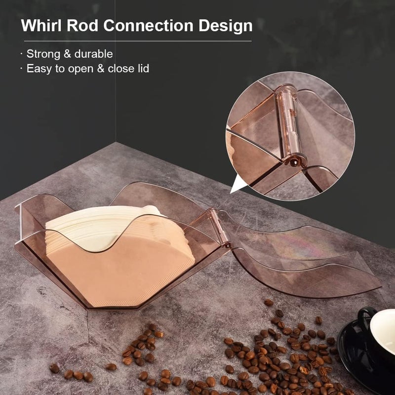 CAFEMASY Coffee Filter Holder Storage Container - Transparent Coffee Filter Holders for Counter Coffee Filters Holder with Flip-top Cover for Cone & V60 Coffee Filters - Image 5