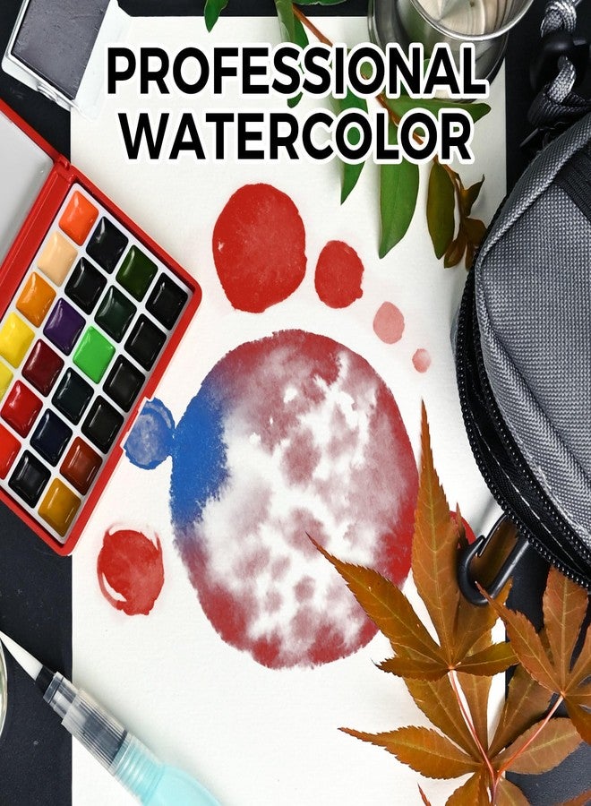 Funto Mini Watercolour Set, the All-In-One 24-Colour Premium Pocket Travel Painting Insert, with Crossbody Bag, Watercolour Diary, Water Brush, Painting Water Cup and Magnetic Handle - Image 4