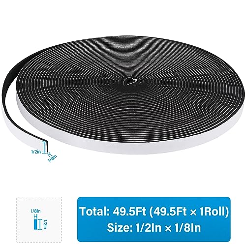 DGSL Foam Insulation Tape, 1/2In x 1/8In x 49.5Ft Weather Stripping Door Seal Strip for Doors and Windows,Sliding Door,Sound Proof Soundproofing Door Seal,Weatherstrip,Air Conditioning Seal Strip - Image 2