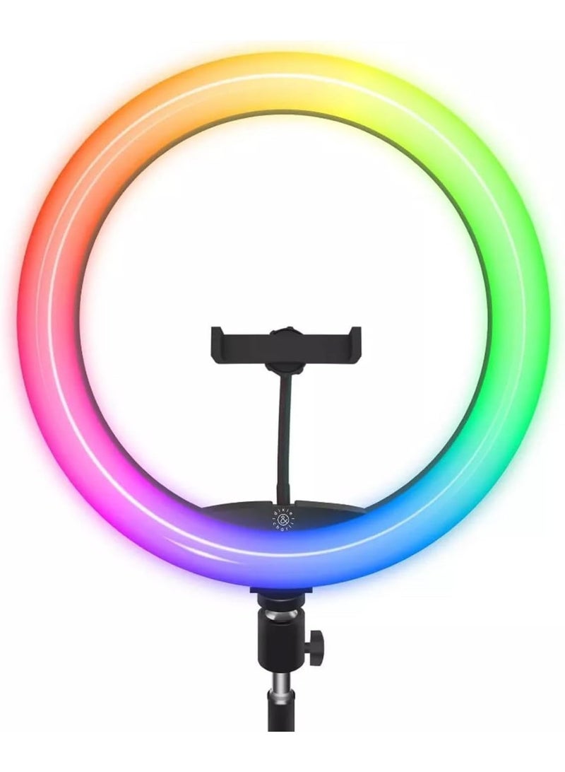 MUNTAQI RGB LED Ring Light MJ36 with Tripod Stand & Phone Holder – 10” Dimmable Soft Light with 26 RGB Colors, 3 Light Modes & Remote – USB Powered Selfie Ring Light for Makeup, TikTok, YouTube, Live Streaming - Image 1