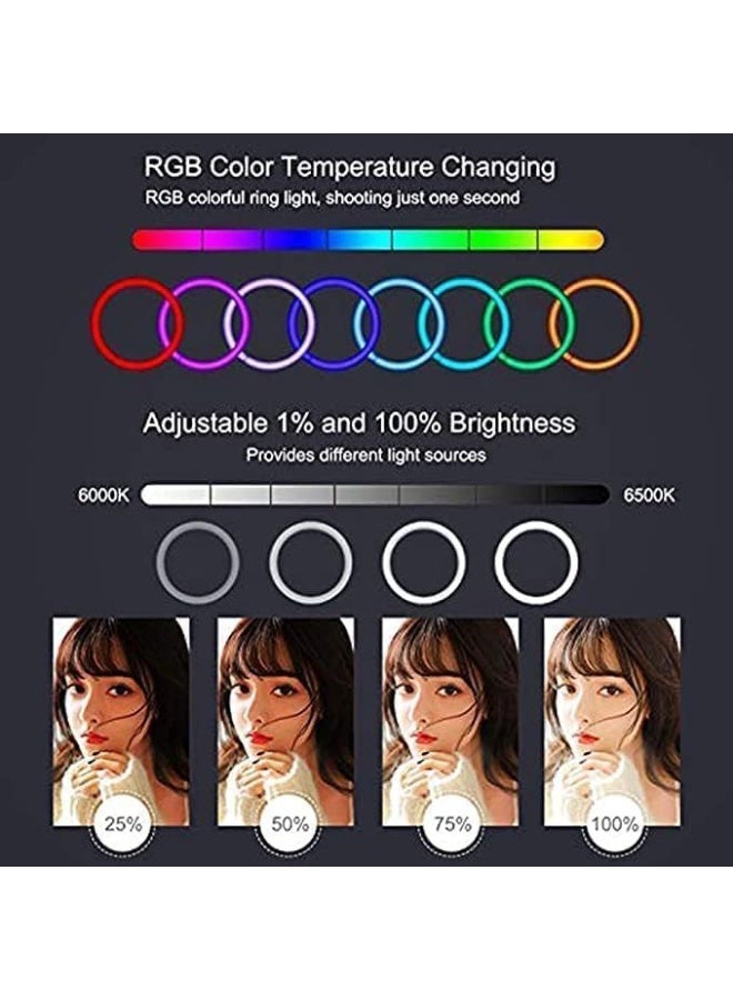 MUNTAQI RGB LED Ring Light MJ36 with Tripod Stand & Phone Holder – 10” Dimmable Soft Light with 26 RGB Colors, 3 Light Modes & Remote – USB Powered Selfie Ring Light for Makeup, TikTok, YouTube, Live Streaming - Image 5