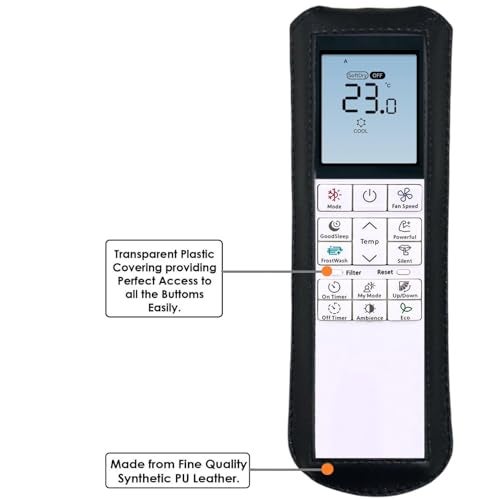Zaoma Protective Case PU Leather Cover Holder Compatible for AC Remote Model No:. 272 Compatible for Hitachi Air conditioner and suitable for Split and window AC Remote Control Protective Case (Black) - Image 4