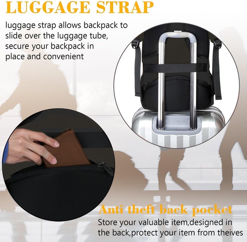 MATEIN Travel Laptop Backpack, Slim Sturdy College Laptops Backpack, Business Anti Theft Water Resistant Computer Bag Gift for Men & Women Fits 15.6 Inch Notebook - Image 5
