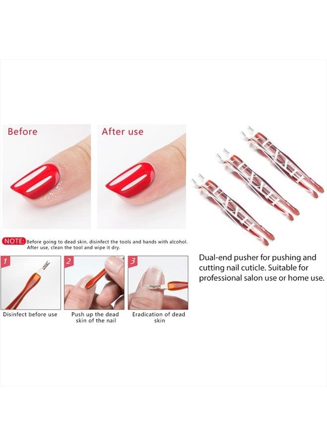 Luxxii (6 Pack) Practical Nail Art Tools Pedicure Cuticle Trimmer Remover Pusher Dead Skin Callus Removal Fork Brown (B) - Image 2