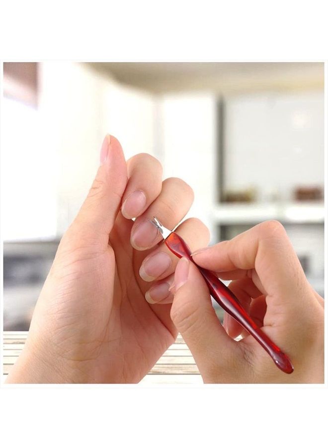 Luxxii (6 Pack) Practical Nail Art Tools Pedicure Cuticle Trimmer Remover Pusher Dead Skin Callus Removal Fork Brown (B) - Image 4