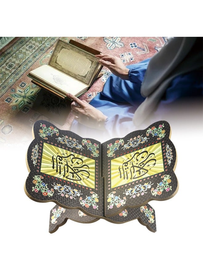Double-Sided Muslim Quran Holders Stand Foldable Islamic Prayer Bookshelf Portable Reading Rack Ramadan Festival Gift Home Decor Can Be Used for Praying, Reading, Displaying - Image 2
