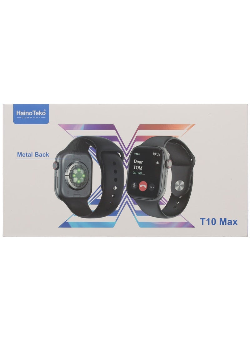 HainoTeko Hainoteko T10 Max Smart Watch with Metal Back & Titanium Case - Black Heart Rate Monitor, Blood Oxygen Tracking, Sleep Analysis, Multiple Sports Modes, Water Resistant, Smart Notifications for Android & iOS - Black  - Image 5