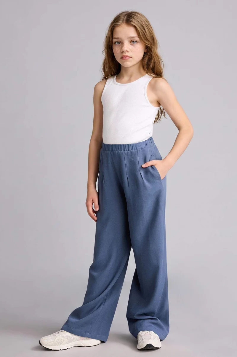 ديفاكتو Wide Leg Linen Blended Trousers