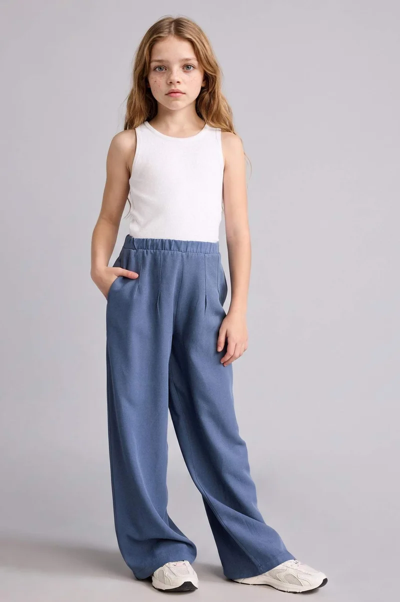 ديفاكتو Wide Leg Linen Blended Trousers